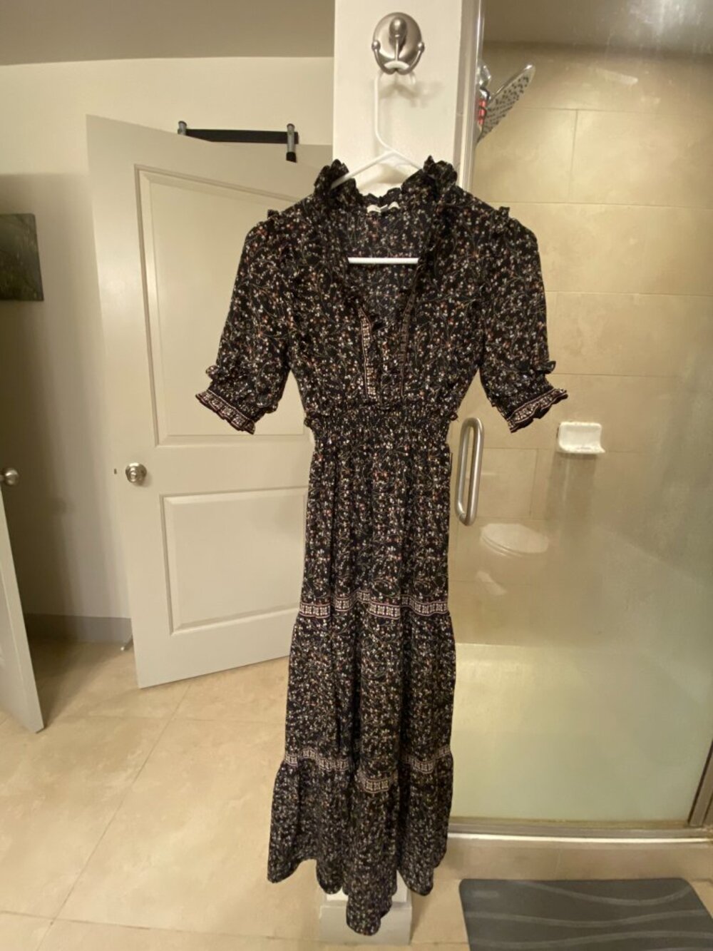 Black Floral Long Max Studio Womens Size XS Dress